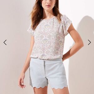 Ann Taylor Signature Coral Scalloped Dotted Shorts